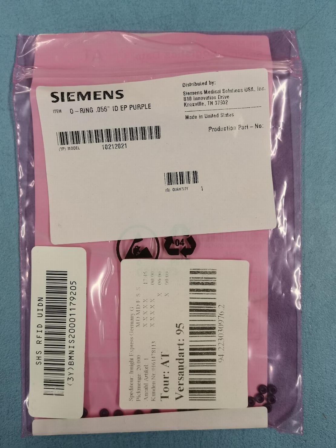 Запчасти циклотрона Siemens Eclipse HP o-ring 056 id er purple